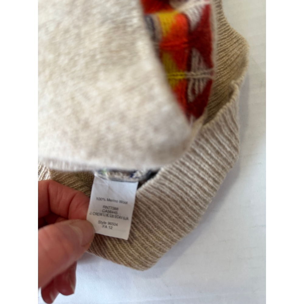 Women's J.Crew Merino Wool Cardigan M Beige Multi-color - Picture 3 of 5